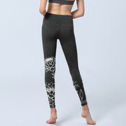 Buddha Stones White Sketch Lotus Flowers Leaves Print Gym Leggings Women's Yoga Pants - image 7