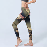 Buddha Stones White Crane White Blossoming Branch Print Gym Leggings Women's Yoga Pants - image 3