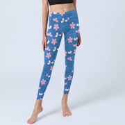 Buddha Stones Pink Cherry Blossoms Lines Print Gym Leggings Women's Yoga Pants - image 6