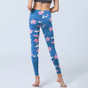 Buddha Stones Pink Cherry Blossoms Lines Print Gym Leggings Women's Yoga Pants - image 7