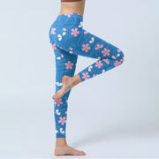 Buddha Stones Pink Cherry Blossoms Lines Print Gym Leggings Women's Yoga Pants - image 4