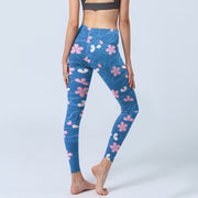 Buddha Stones Pink Cherry Blossoms Lines Print Gym Leggings Women's Yoga Pants - image 5