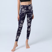 Buddha Stones White Sketch Chrysanthemums Print Gym Leggings Women's Yoga Pants - image 6