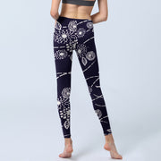 Buddha Stones White Sketch Chrysanthemums Print Gym Leggings Women's Yoga Pants - image 7