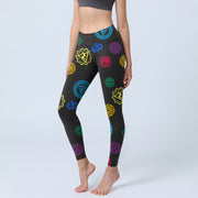 Buddha Stones Geometric OM Symbol Sanskrit Print Gym Leggings Women's Yoga Pants - Black - US18，UK/AU22，EU50 (4XL) - image 1