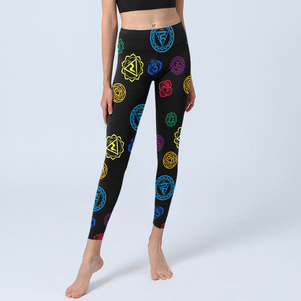 Buddha Stones Geometric OM Symbol Sanskrit Print Gym Leggings Women's Yoga Pants - image 6