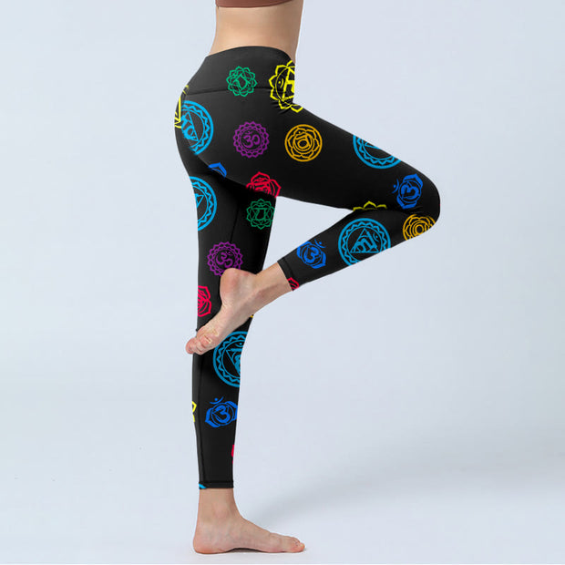 Buddha Stones Geometric OM Symbol Sanskrit Print Gym Leggings Women's Yoga Pants - image 4