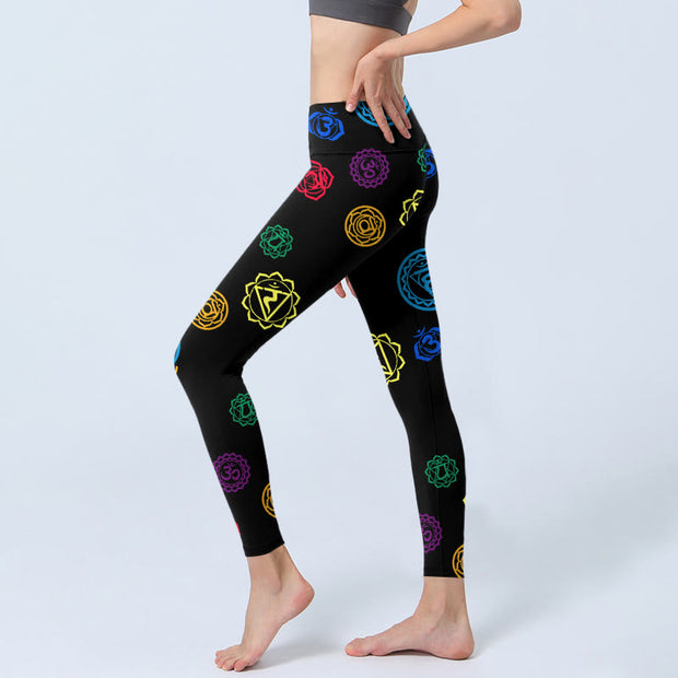 Buddha Stones Geometric OM Symbol Sanskrit Print Gym Leggings Women's Yoga Pants - image 3