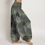 Buddha Stones Line Art Rose Pattern Women's Elastic Waist Harem Pants - image 8