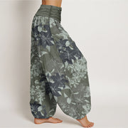 Buddha Stones Lily Flowers Floral Pattern Women's Elastic Waist Harem Pants - image 3
