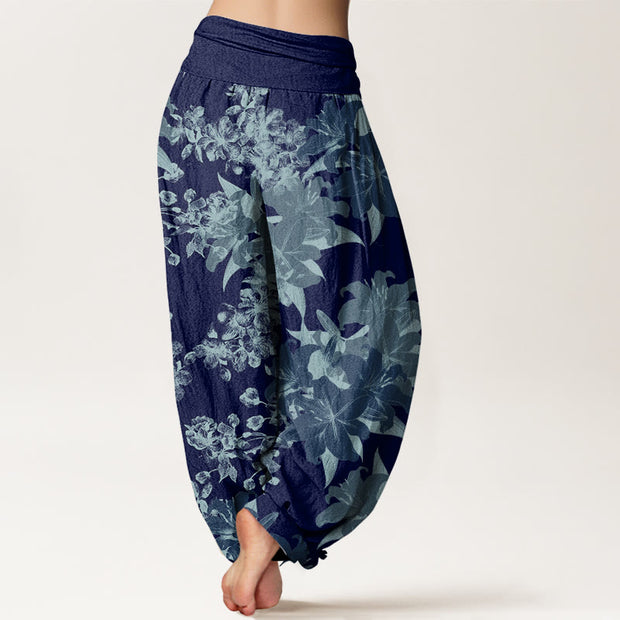 Buddha Stones Lily Flowers Floral Pattern Women's Elastic Waist Harem Pants - image 7