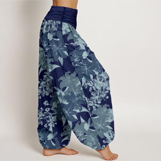 Buddha Stones Lily Flowers Floral Pattern Women's Elastic Waist Harem Pants - image 8