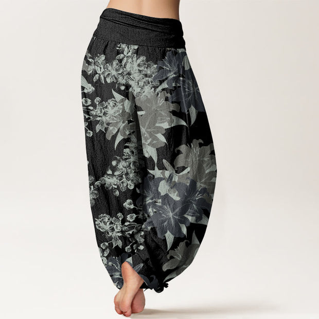 Buddha Stones Lily Flowers Floral Pattern Women's Elastic Waist Harem Pants - image 10