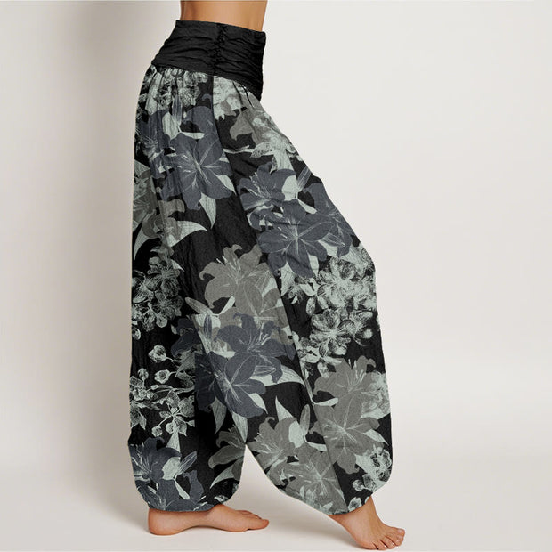 Buddha Stones Lily Flowers Floral Pattern Women's Elastic Waist Harem Pants - image 11