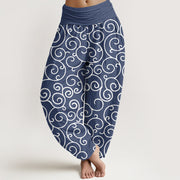Buddha Stones Intricate Vine Pattern Women's Elastic Waist Harem Pants - SteelBlue - US22，UK/AU26，EU54 (6XL) - image 1