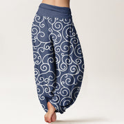 Buddha Stones Intricate Vine Pattern Women's Elastic Waist Harem Pants - image 2