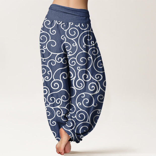 Buddha Stones Intricate Vine Pattern Women's Elastic Waist Harem Pants - image 2