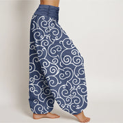 Buddha Stones Intricate Vine Pattern Women's Elastic Waist Harem Pants - image 3