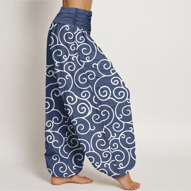 Buddha Stones Intricate Vine Pattern Women's Elastic Waist Harem Pants - image 3