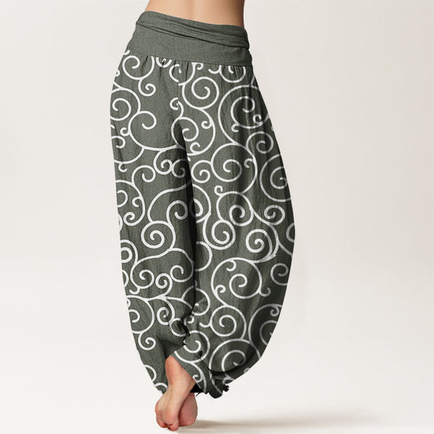 Buddha Stones Intricate Vine Pattern Women's Elastic Waist Harem Pants - image 7