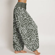 Buddha Stones Intricate Vine Pattern Women's Elastic Waist Harem Pants - image 8