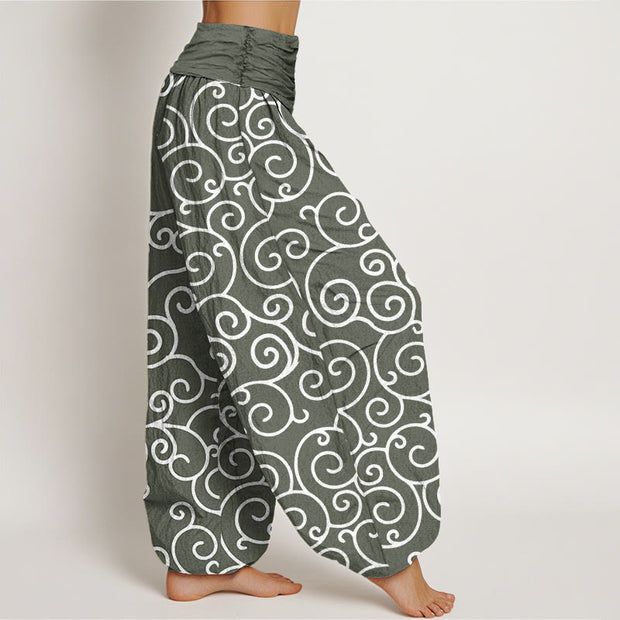 Buddha Stones Intricate Vine Pattern Women's Elastic Waist Harem Pants - image 8