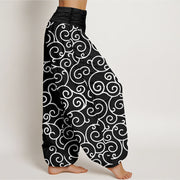 Buddha Stones Intricate Vine Pattern Women's Elastic Waist Harem Pants - image 11