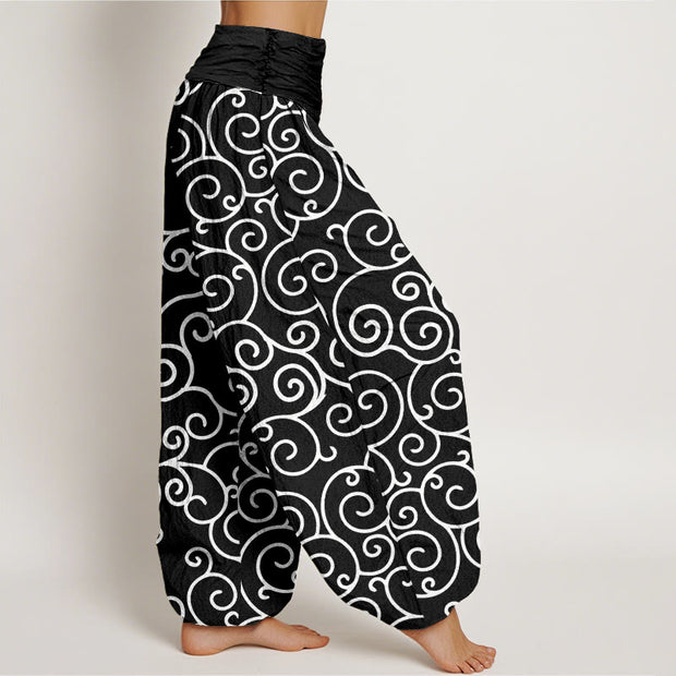 Buddha Stones Intricate Vine Pattern Women's Elastic Waist Harem Pants - image 11