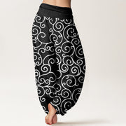 Buddha Stones Intricate Vine Pattern Women's Elastic Waist Harem Pants - image 10