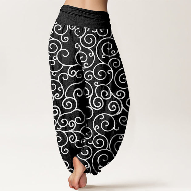 Buddha Stones Intricate Vine Pattern Women's Elastic Waist Harem Pants - image 10