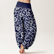 Buddha Stones Floral Vines Blossoming Pattern Women's Elastic Waist Harem Pants - image 2