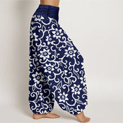 Buddha Stones Floral Vines Blossoming Pattern Women's Elastic Waist Harem Pants - image 3
