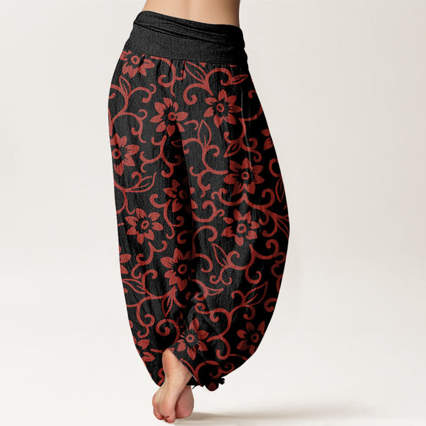 Buddha Stones Floral Vines Blossoming Pattern Women's Elastic Waist Harem Pants - image 7