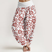 Buddha Stones Floral Vines Blossoming Pattern Women's Elastic Waist Harem Pants - Beige - US22，UK/AU26，EU54 (6XL) - image 9