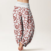 Buddha Stones Floral Vines Blossoming Pattern Women's Elastic Waist Harem Pants - image 10