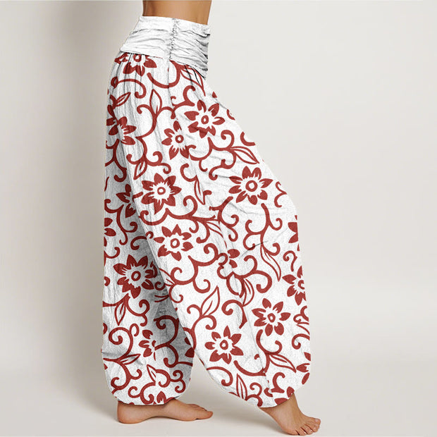 Buddha Stones Floral Vines Blossoming Pattern Women's Elastic Waist Harem Pants - image 11
