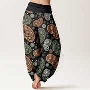 Buddha Stones Cashew Flower Leaf Vines Sunflowers Pattern Women's Elastic Waist Harem Pants - image 2