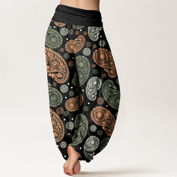 Buddha Stones Cashew Flower Leaf Vines Sunflowers Pattern Women's Elastic Waist Harem Pants - image 2
