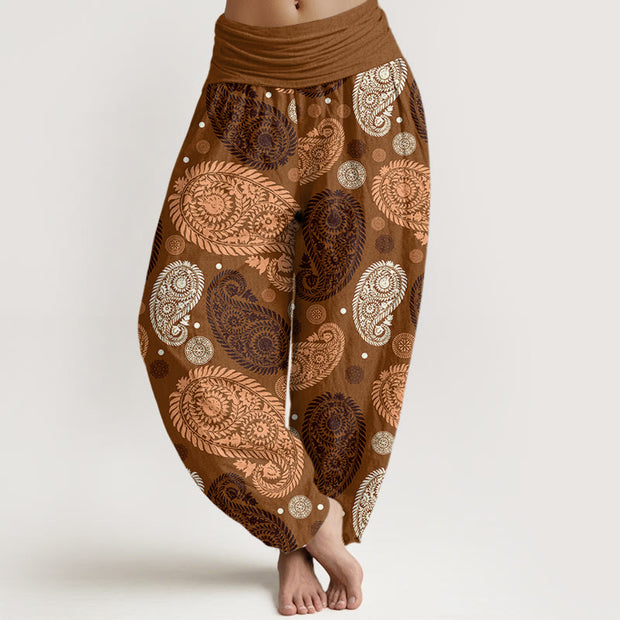 Buddha Stones Cashew Flower Leaf Vines Sunflowers Pattern Women's Elastic Waist Harem Pants - DarkGoldenrod - US22，UK/AU26，EU54 (6XL) - image 6