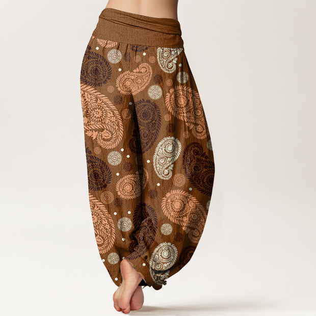 Buddha Stones Cashew Flower Leaf Vines Sunflowers Pattern Women's Elastic Waist Harem Pants - image 7
