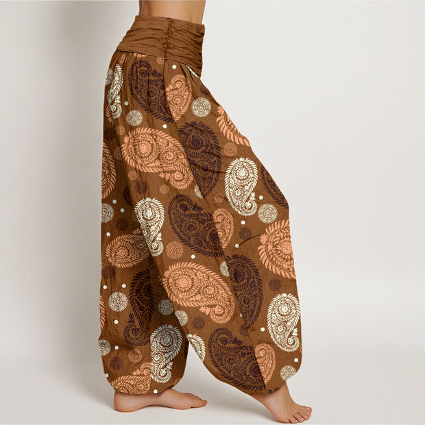 Buddha Stones Cashew Flower Leaf Vines Sunflowers Pattern Women's Elastic Waist Harem Pants - image 8