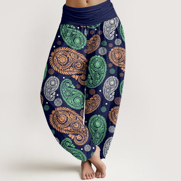 Buddha Stones Cashew Flower Leaf Vines Sunflowers Pattern Women's Elastic Waist Harem Pants - Navy - US22，UK/AU26，EU54 (6XL) - image 9