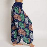 Buddha Stones Cashew Flower Leaf Vines Sunflowers Pattern Women's Elastic Waist Harem Pants - image 11