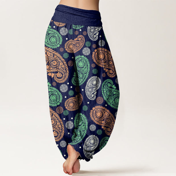 Buddha Stones Cashew Flower Leaf Vines Sunflowers Pattern Women's Elastic Waist Harem Pants - image 10