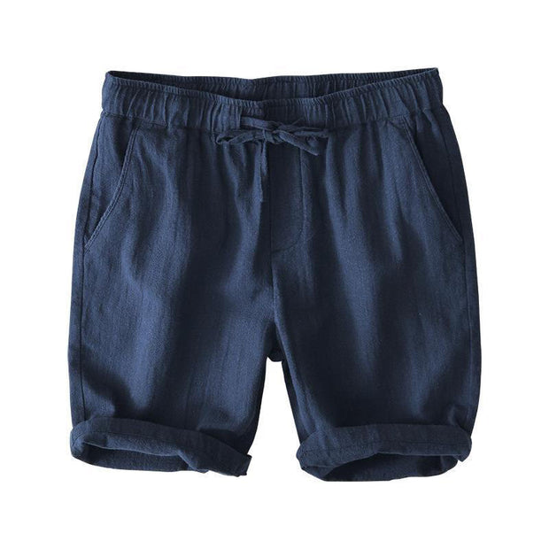 Buddha Stones Summer Solid Color Drawstring Elastic Waist Men's Cotton Linen Shorts With Pockets - image 33