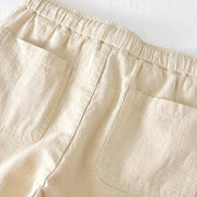 Buddha Stones Summer Solid Color Drawstring Elastic Waist Men's Cotton Linen Shorts With Pockets - image 3