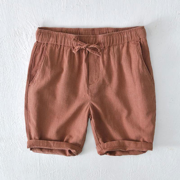 Buddha Stones Summer Solid Color Drawstring Elastic Waist Men's Cotton Linen Shorts With Pockets - SandyBrown - US/UK/AU44，EU54 (4XL) - image 34