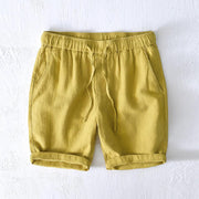 Buddha Stones Summer Solid Color Drawstring Elastic Waist Men's Cotton Linen Shorts With Pockets - YellowGreen - US/UK/AU44，EU54 (4XL) - image 11