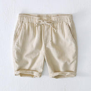 Buddha Stones Summer Solid Color Drawstring Elastic Waist Men's Cotton Linen Shorts With Pockets - Beige - US/UK/AU44，EU54 (4XL) - image 1