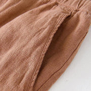 Buddha Stones Summer Solid Color Drawstring Elastic Waist Men's Cotton Linen Shorts With Pockets - image 37